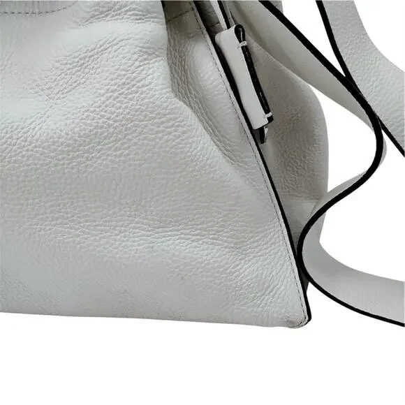 Coccinelle Clotilde Pebbled Leather Shoulder Crossbody Bag White Green Shoulder Bags